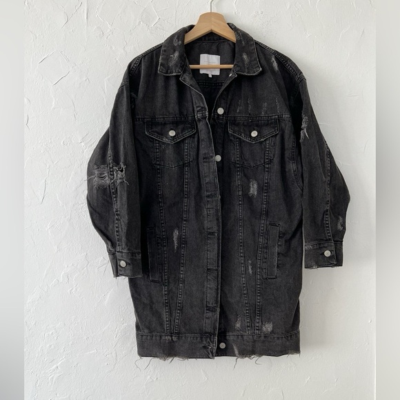 Zara distress denim long jacket size small - Picture 2 of 3